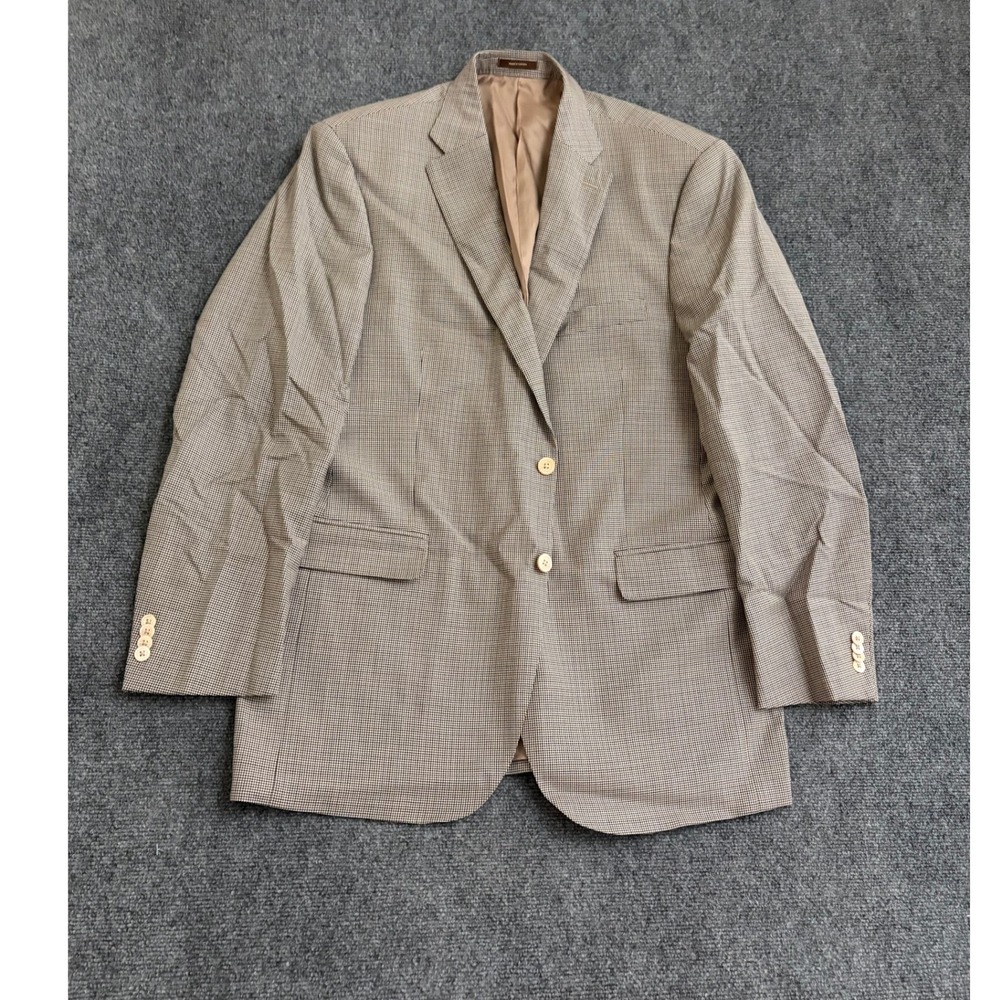 Peter Millar Mens 44T Wool Blazer Brown Houndstooth Sport Coat 2 Button USA